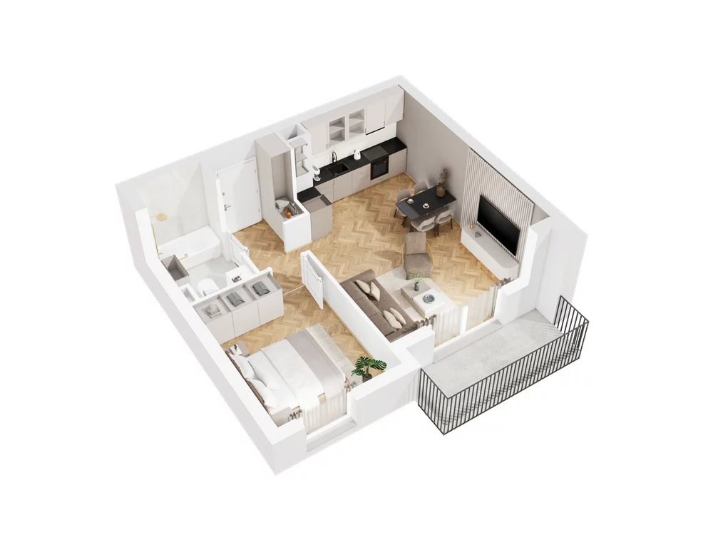 2 pokoje, mieszkanie 44,26 m², piętro 1, oferta nr 9.A.08, Nowe Południe - budynek 9 , Gdańsk, Orunia Górna-Gdańsk Południe, Maćkowy, ul. Starogrodzka / Borkowska