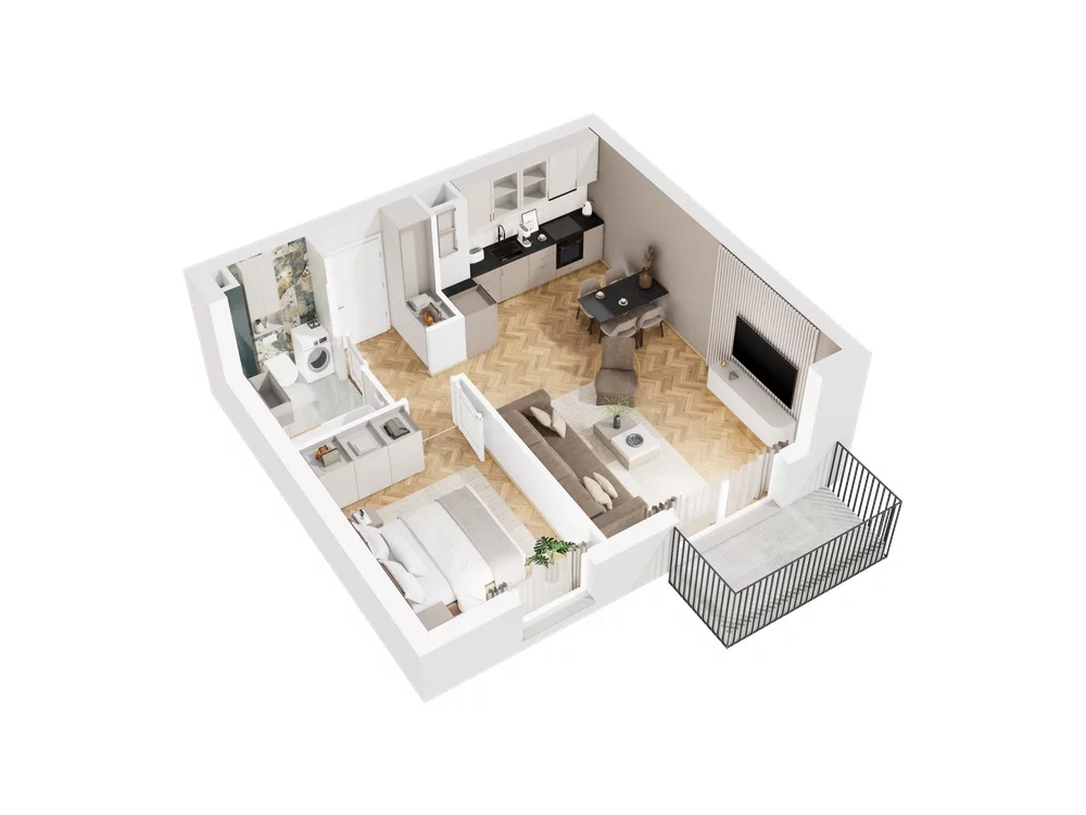 2 pokoje, mieszkanie 45,50 m², piętro 2, oferta nr 9.A.14, Nowe Południe - budynek 9 , Gdańsk, Orunia Górna-Gdańsk Południe, Maćkowy, ul. Starogrodzka / Borkowska