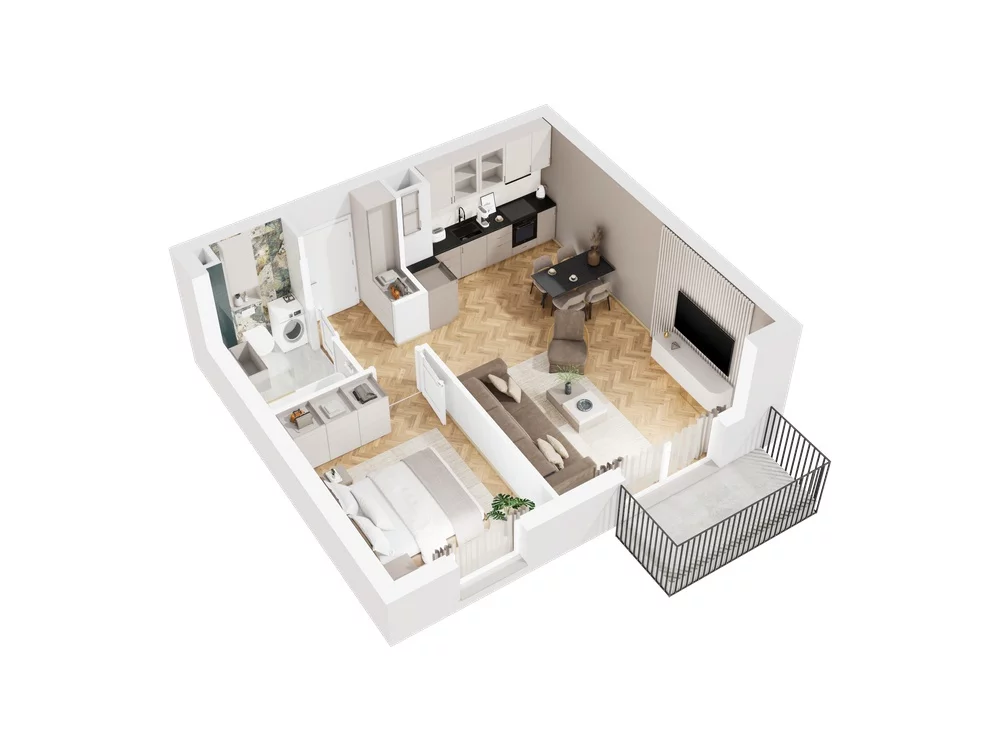 2 pokoje, mieszkanie 45,50 m², piętro 3, oferta nr 9.A.21, Nowe Południe - budynek 9 , Gdańsk, Orunia Górna-Gdańsk Południe, Maćkowy, ul. Starogrodzka / Borkowska