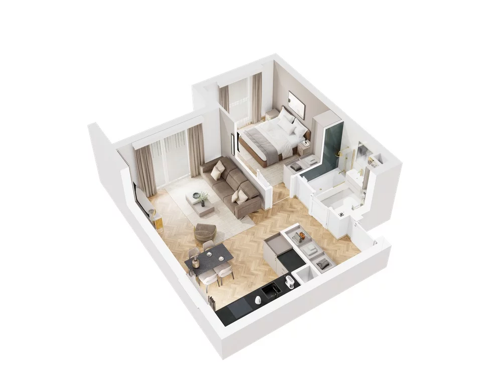 2 pokoje, mieszkanie 47,79 m², piętro 4, oferta nr 9.A.27, Nowe Południe - budynek 9 , Gdańsk, Orunia Górna-Gdańsk Południe, Maćkowy, ul. Starogrodzka / Borkowska