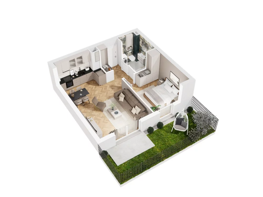 2 pokoje, mieszkanie 44,90 m², parter, oferta nr 9.B.03, Nowe Południe - budynek 9 , Gdańsk, Orunia Górna-Gdańsk Południe, Maćkowy, ul. Starogrodzka / Borkowska