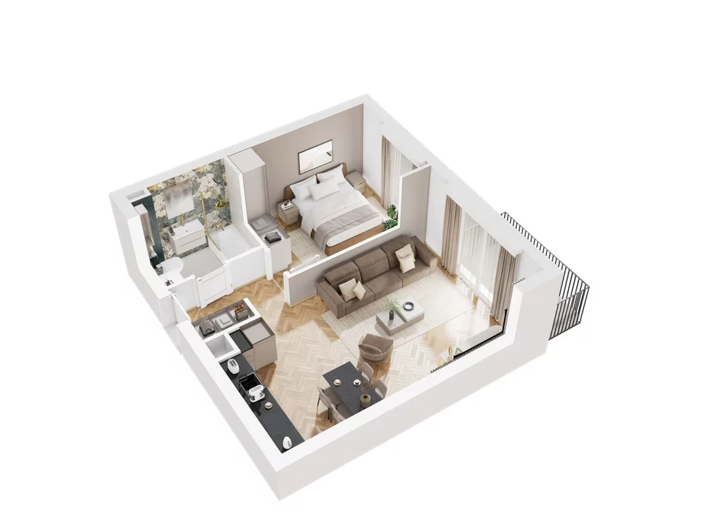 2 pokoje, mieszkanie 45,50 m², piętro 1, oferta nr 9.B.09, Nowe Południe - budynek 9 , Gdańsk, Orunia Górna-Gdańsk Południe, Maćkowy, ul. Starogrodzka / Borkowska
