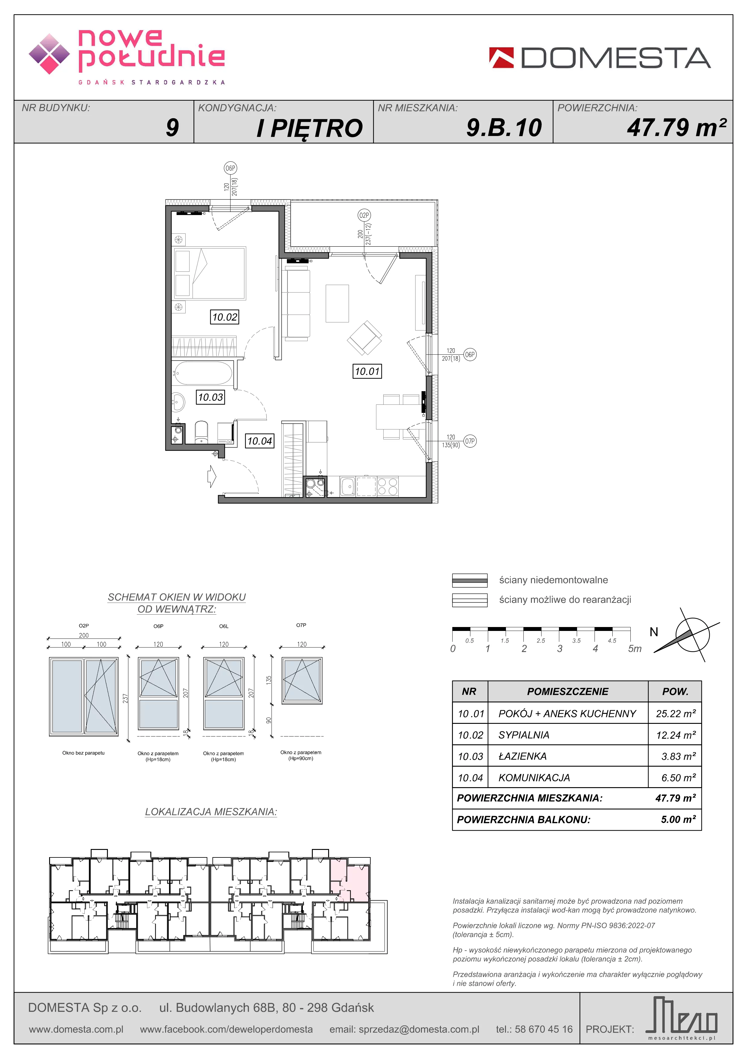 2 pokoje, mieszkanie 47,79 m², piętro 1, oferta nr 9.B.10, Nowe Południe - budynek 9 , Gdańsk, Orunia Górna-Gdańsk Południe, Maćkowy, ul. Starogrodzka / Borkowska