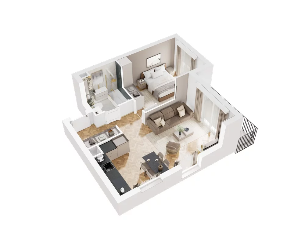 2 pokoje, mieszkanie 47,79 m², piętro 1, oferta nr 9.B.10, Nowe Południe - budynek 9 , Gdańsk, Orunia Górna-Gdańsk Południe, Maćkowy, ul. Starogrodzka / Borkowska