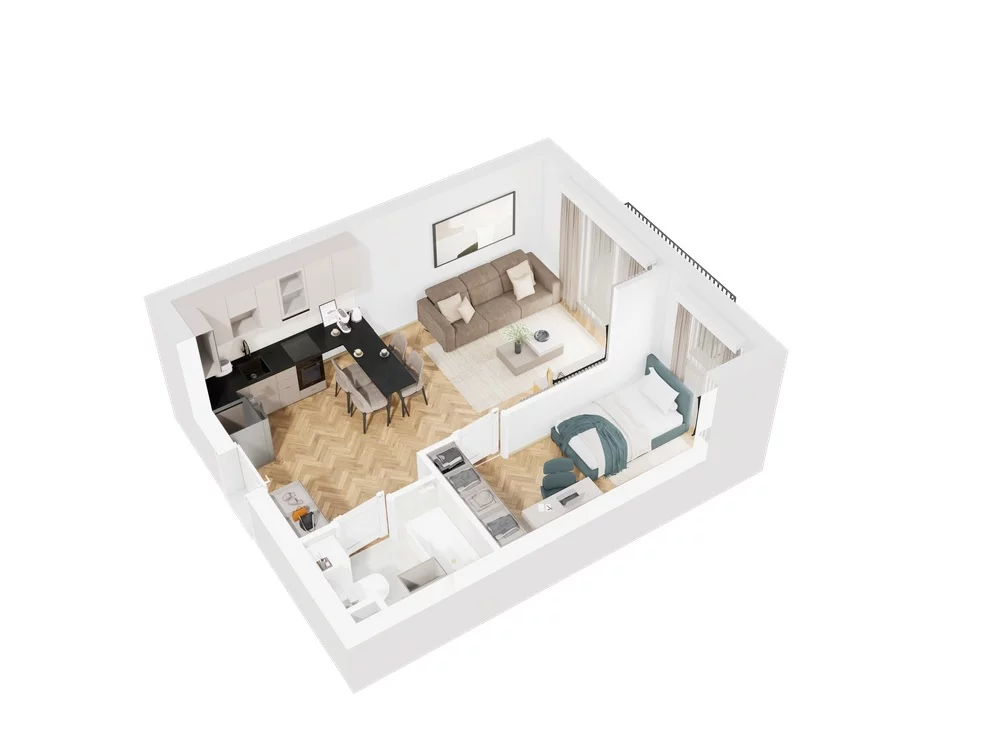 2 pokoje, mieszkanie 36,27 m², piętro 2, oferta nr 9.B.12, Nowe Południe - budynek 9 , Gdańsk, Orunia Górna-Gdańsk Południe, Maćkowy, ul. Starogrodzka / Borkowska