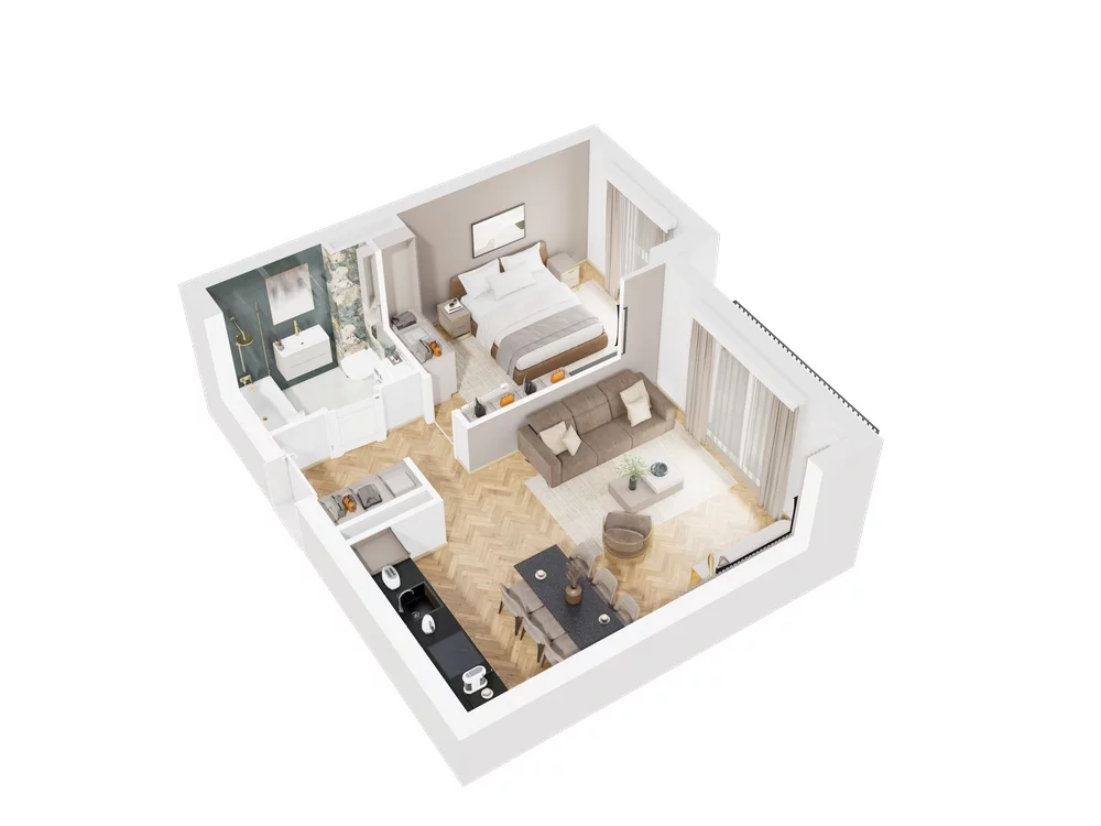 2 pokoje, mieszkanie 46,03 m², piętro 2, oferta nr 9.B.13, Nowe Południe - budynek 9 , Gdańsk, Orunia Górna-Gdańsk Południe, Maćkowy, ul. Starogrodzka / Borkowska