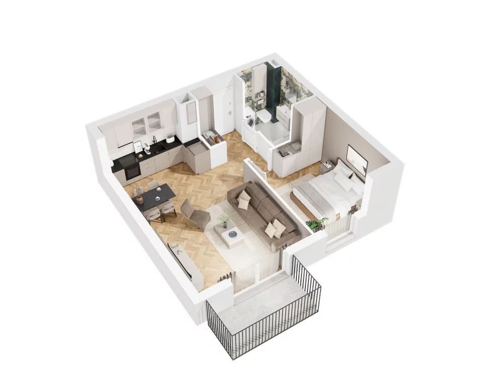 2 pokoje, mieszkanie 45,50 m², piętro 2, oferta nr 9.B.16, Nowe Południe - budynek 9 , Gdańsk, Orunia Górna-Gdańsk Południe, Maćkowy, ul. Starogrodzka / Borkowska