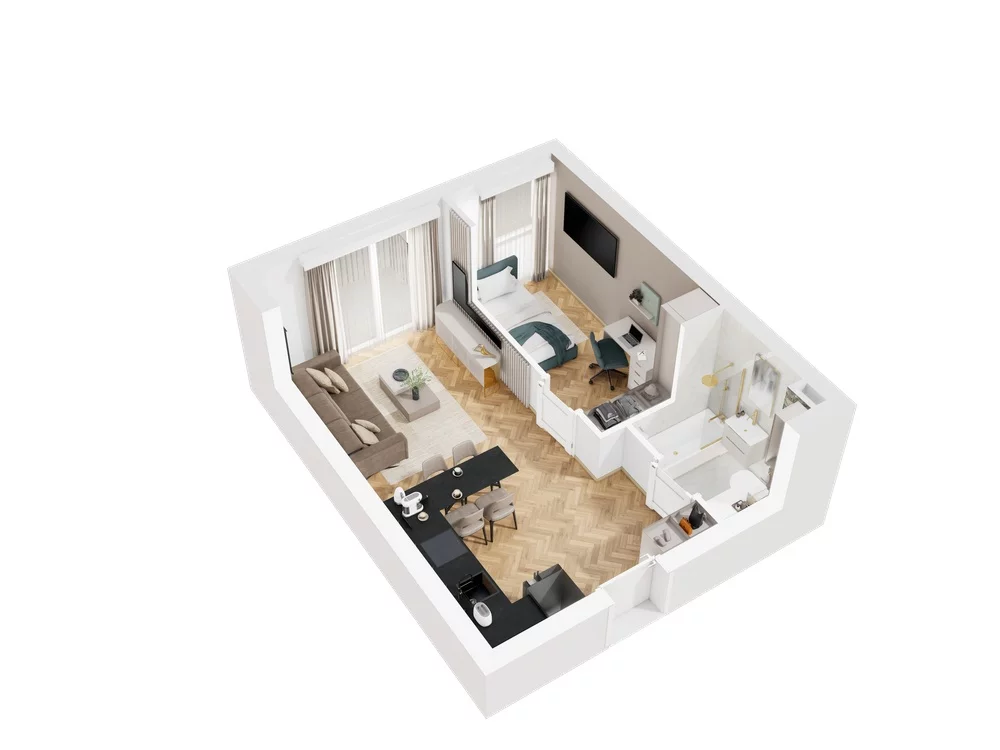 2 pokoje, mieszkanie 36,27 m², piętro 3, oferta nr 9.B.19, Nowe Południe - budynek 9 , Gdańsk, Orunia Górna-Gdańsk Południe, Maćkowy, ul. Starogrodzka / Borkowska