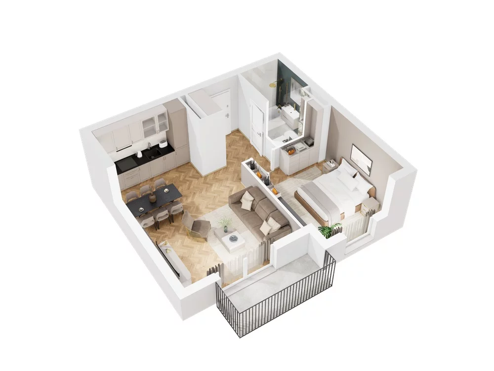 2 pokoje, mieszkanie 46,03 m², piętro 3, oferta nr 9.B.20, Nowe Południe - budynek 9 , Gdańsk, Orunia Górna-Gdańsk Południe, Maćkowy, ul. Starogrodzka / Borkowska