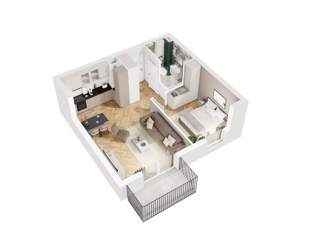 2 pokoje, mieszkanie 45,50 m², piętro 3, oferta nr 9.B.23, Nowe Południe - budynek 9 , Gdańsk, Orunia Górna-Gdańsk Południe, Maćkowy, ul. Starogrodzka / Borkowska