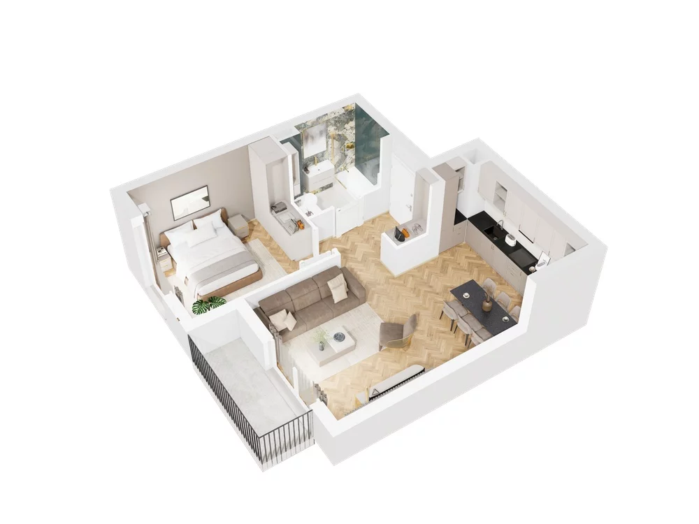 2 pokoje, mieszkanie 45,92 m², piętro 4, oferta nr 9.B.28, Nowe Południe - budynek 9 , Gdańsk, Orunia Górna-Gdańsk Południe, Maćkowy, ul. Starogrodzka / Borkowska