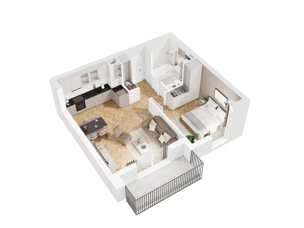2 pokoje, mieszkanie 44,26 m², piętro 4, oferta nr 9.B.29, Nowe Południe - budynek 9 , Gdańsk, Orunia Górna-Gdańsk Południe, Maćkowy, ul. Starogrodzka / Borkowska