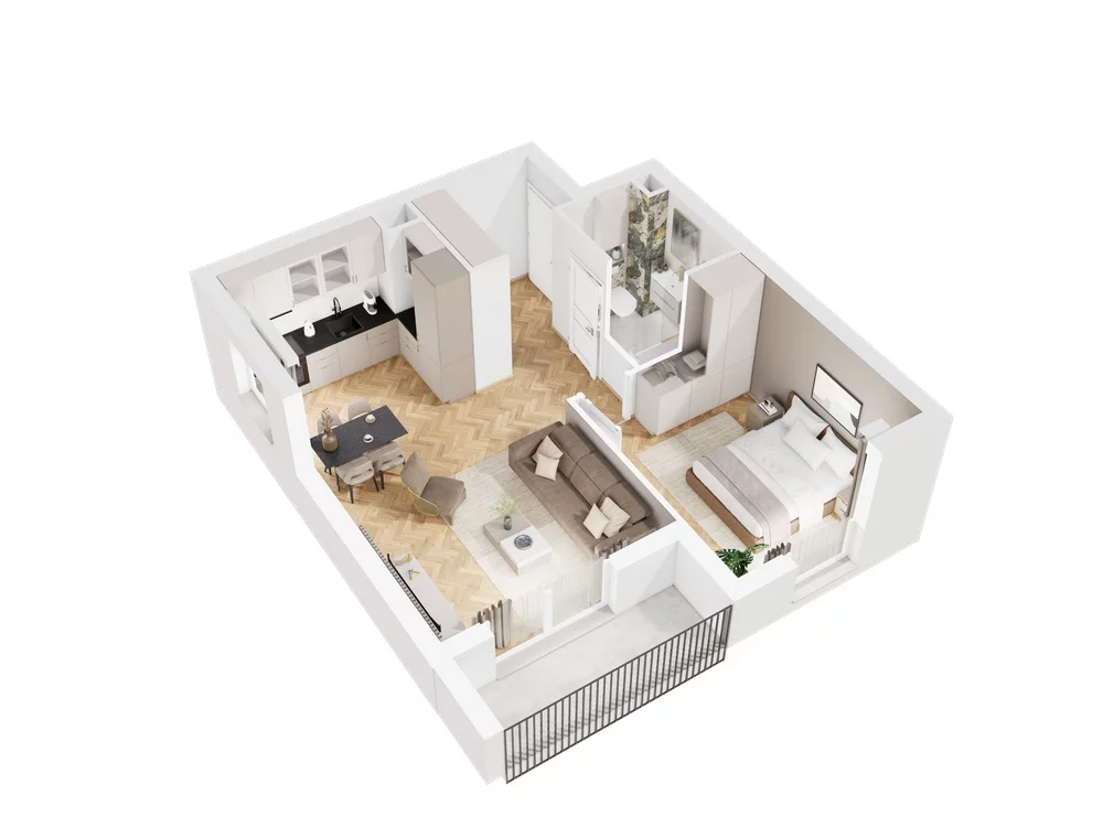 2 pokoje, mieszkanie 47,79 m², piętro 4, oferta nr 9.B.31, Nowe Południe - budynek 9 , Gdańsk, Orunia Górna-Gdańsk Południe, Maćkowy, ul. Starogrodzka / Borkowska