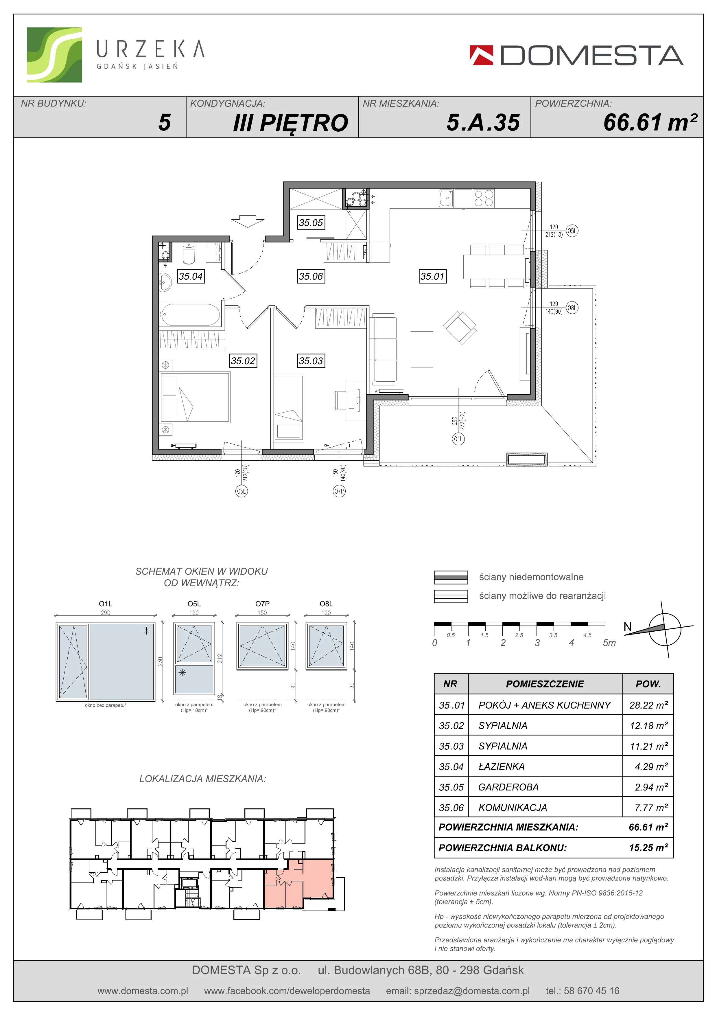 3 pokoje, apartament 66,61 m², piętro 3, oferta nr 5.A.35, Urzeka, Gdańsk, Jasień, ul. Guderskiego / Czermińskiego