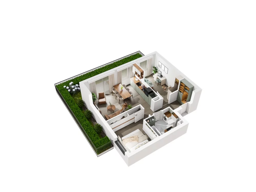 3 pokoje, mieszkanie 55,65 m², parter, oferta nr 6.A.08, Urzeka - budynek 6 , Gdańsk, Jasień, ul. Guderskiego / Czermińskiego