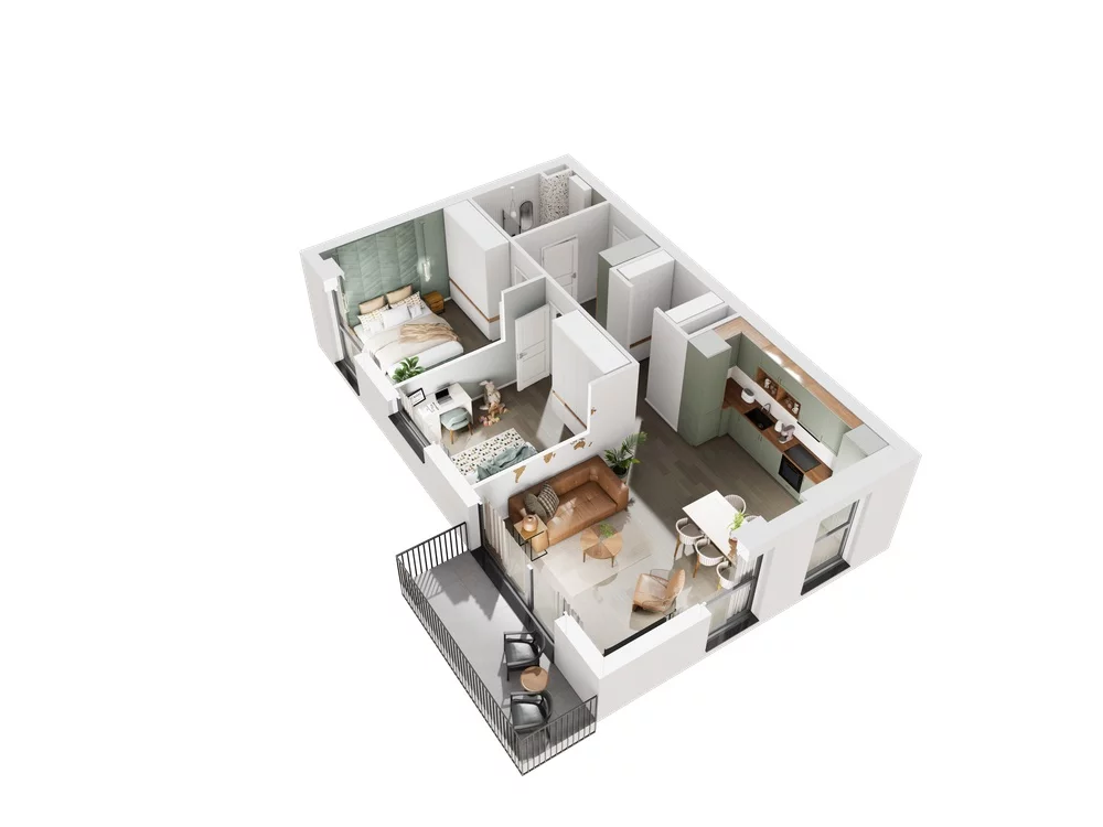 3 pokoje, mieszkanie 63,11 m², piętro 1, oferta nr 6.A.12, Urzeka - budynek 6 , Gdańsk, Jasień, ul. Guderskiego / Czermińskiego