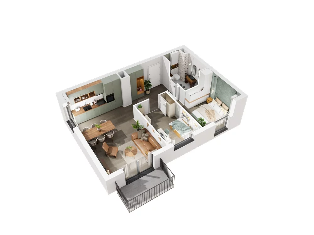 3 pokoje, mieszkanie 54,66 m², piętro 2, oferta nr 6.A.25, Urzeka - budynek 6 , Gdańsk, Jasień, ul. Guderskiego / Czermińskiego