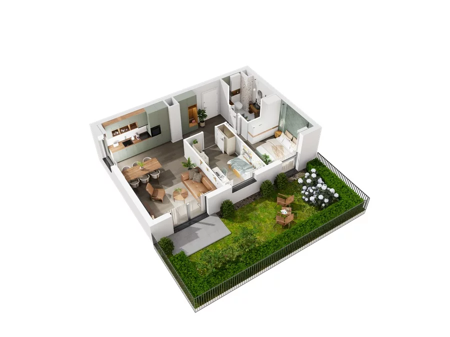 3 pokoje, mieszkanie 54,61 m², parter, oferta nr 7.A.07, Urzeka - budynek 7, Gdańsk, Jasień, ul. Guderskiego / Czermińskiego
