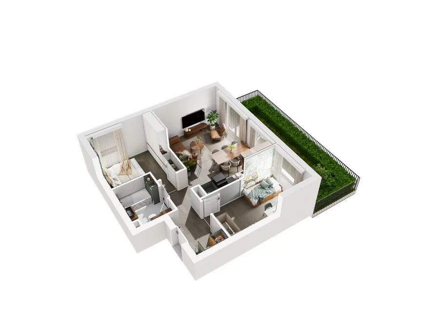 3 pokoje, mieszkanie 55,65 m², parter, oferta nr 7.A.08, Urzeka - budynek 7, Gdańsk, Jasień, ul. Guderskiego / Czermińskiego