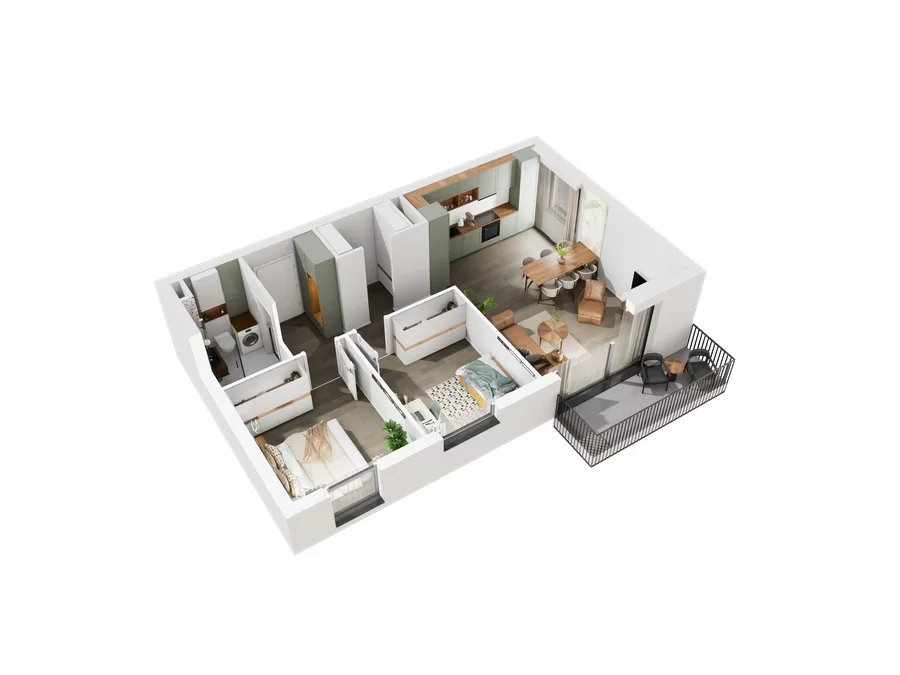 3 pokoje, mieszkanie 63,11 m², piętro 1, oferta nr 7.A.12, Urzeka - budynek 7, Gdańsk, Jasień, ul. Guderskiego / Czermińskiego