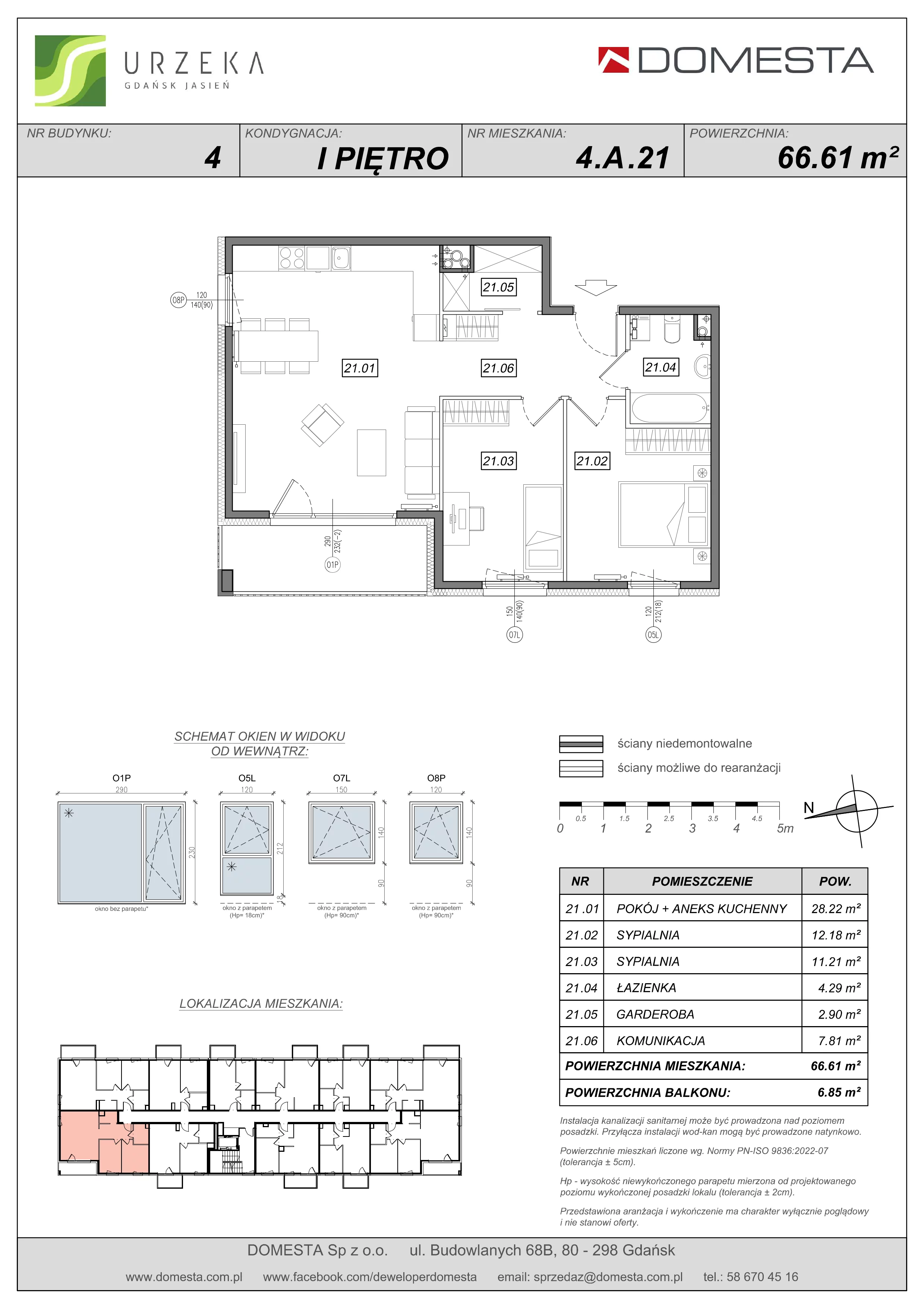 3 pokoje, apartament 66,61 m², piętro 1, oferta nr 4.A.21, Urzeka, Gdańsk, Jasień, ul. Guderskiego / Czermińskiego