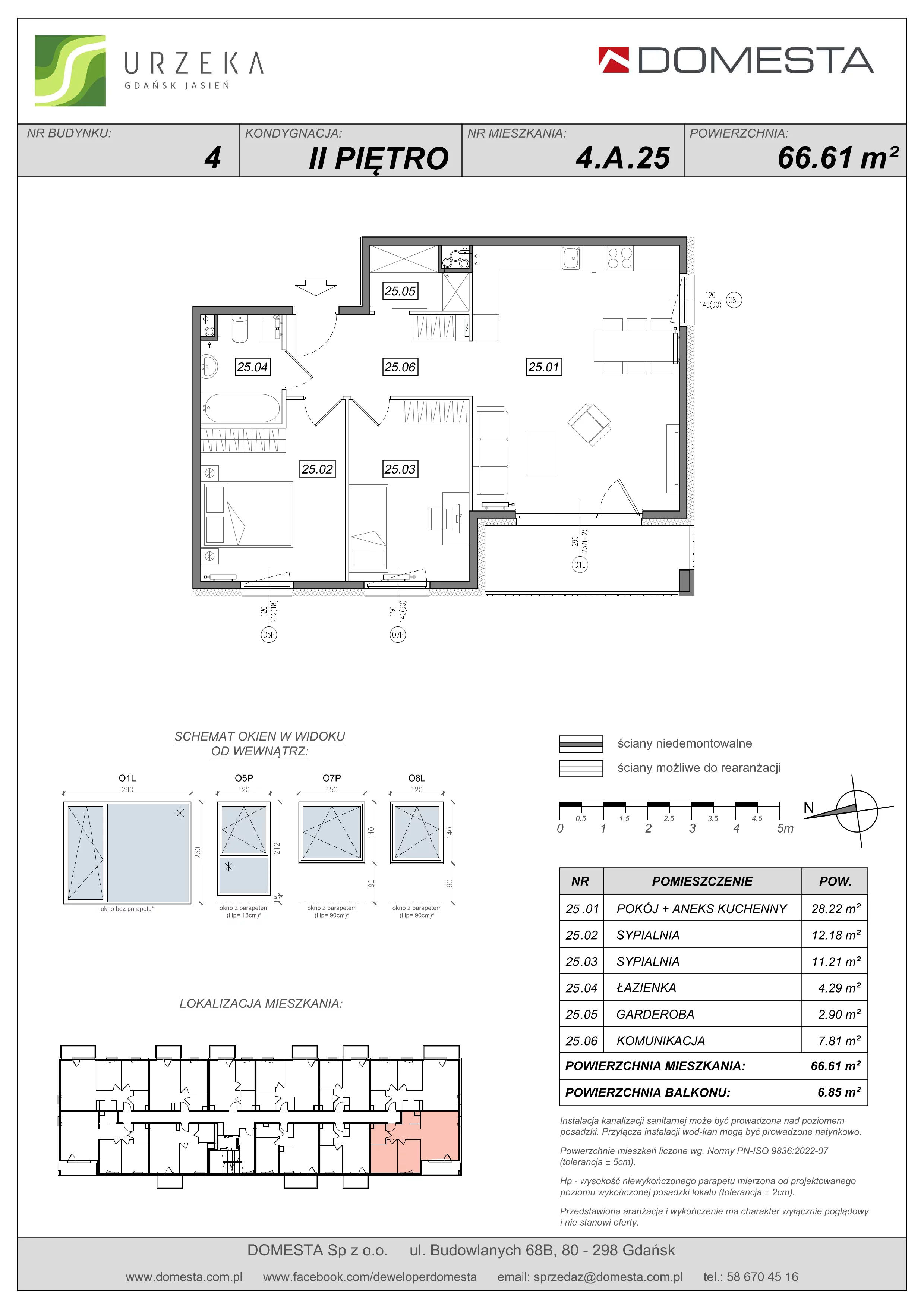 3 pokoje, apartament 66,61 m², piętro 2, oferta nr 4.A.25, Urzeka, Gdańsk, Jasień, ul. Guderskiego / Czermińskiego