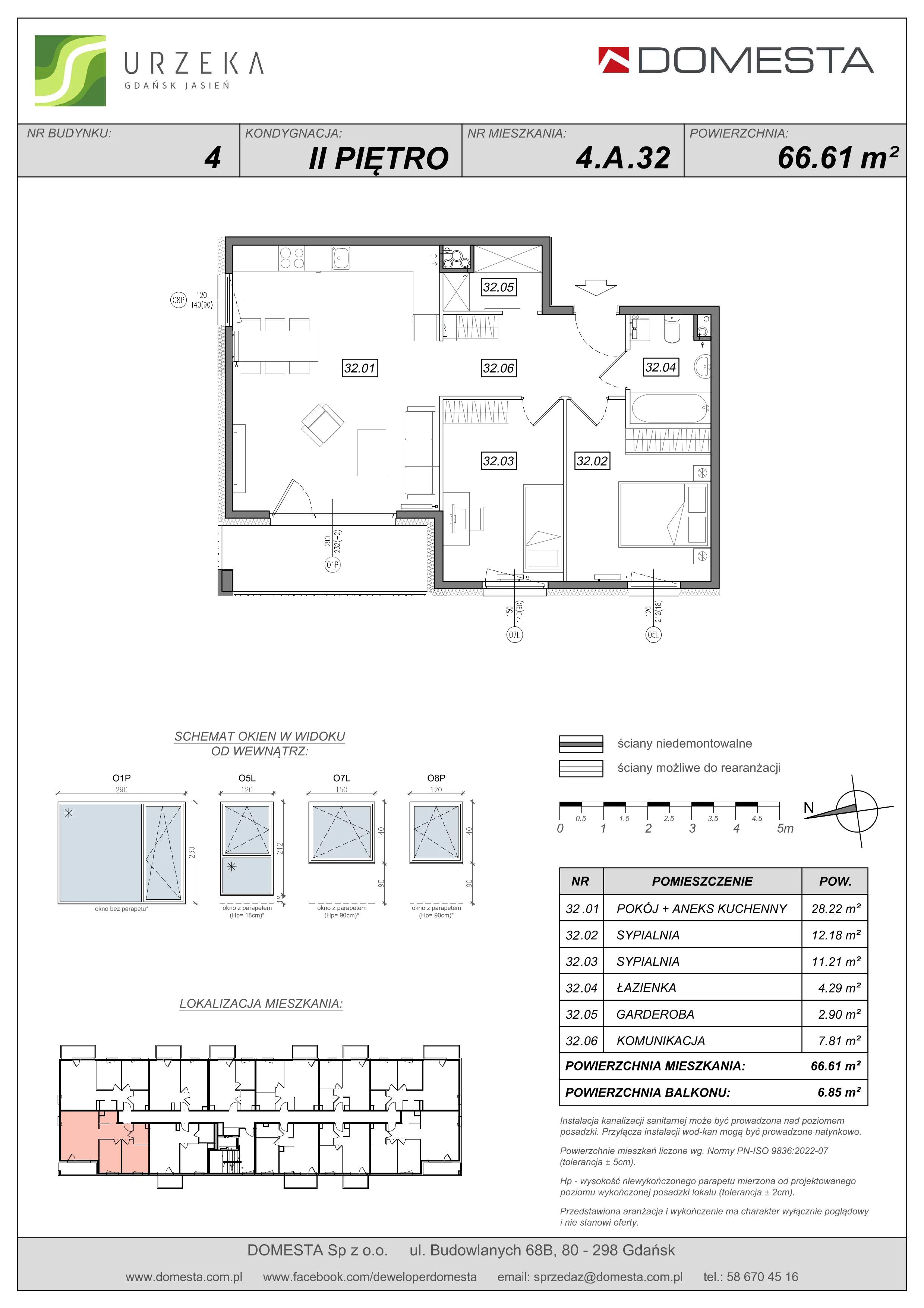 3 pokoje, apartament 66,61 m², piętro 2, oferta nr 4.A.32, Urzeka, Gdańsk, Jasień, ul. Guderskiego / Czermińskiego