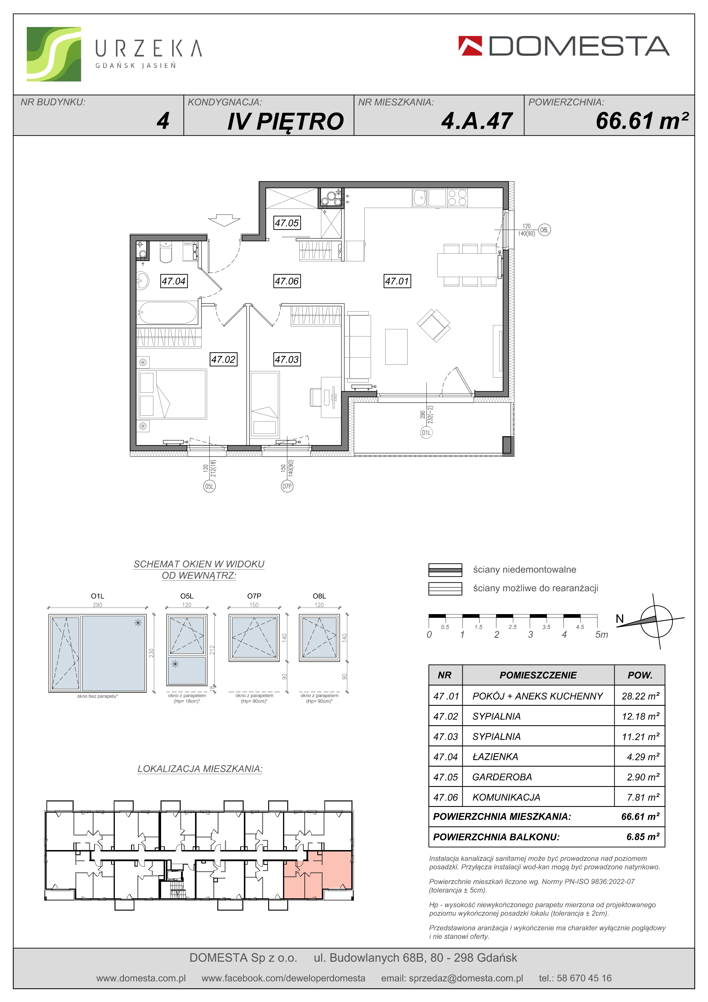 3 pokoje, apartament 66,61 m², piętro 4, oferta nr 4.A.47, Urzeka, Gdańsk, Jasień, ul. Guderskiego / Czermińskiego