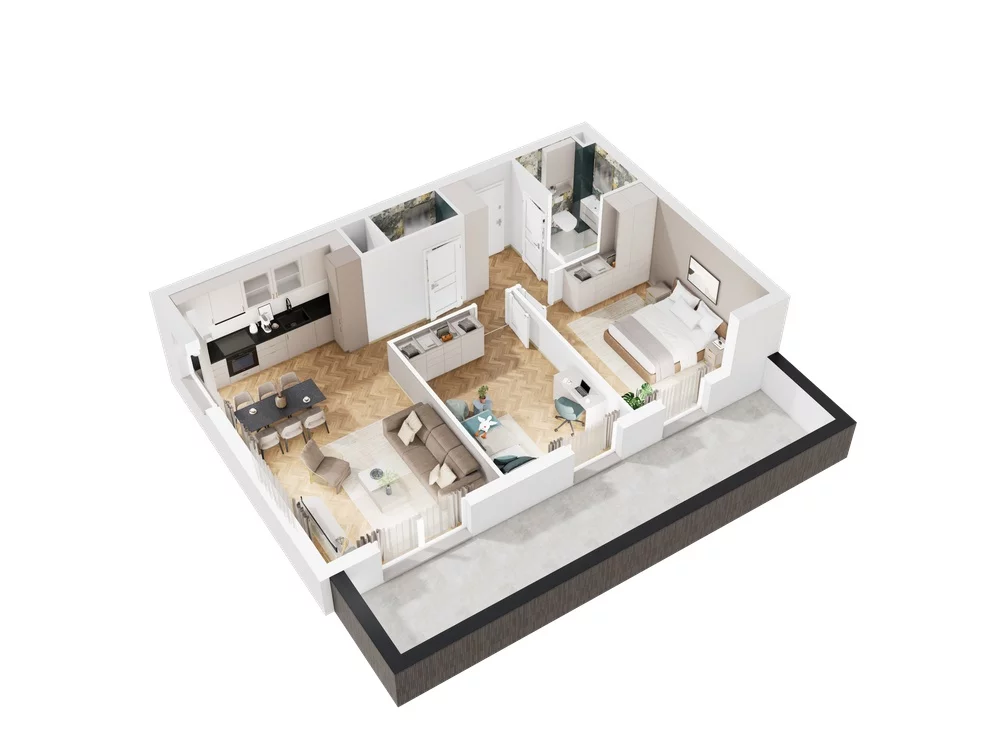 3 pokoje, mieszkanie 67,06 m², piętro 1, oferta nr 9.A.05, Nowe Południe - budynek 9 , Gdańsk, Orunia Górna-Gdańsk Południe, Maćkowy, ul. Starogrodzka / Borkowska