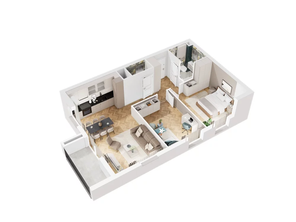 3 pokoje, mieszkanie 67,47 m², piętro 2, oferta nr 9.A.12, Nowe Południe - budynek 9 , Gdańsk, Orunia Górna-Gdańsk Południe, Maćkowy, ul. Starogrodzka / Borkowska