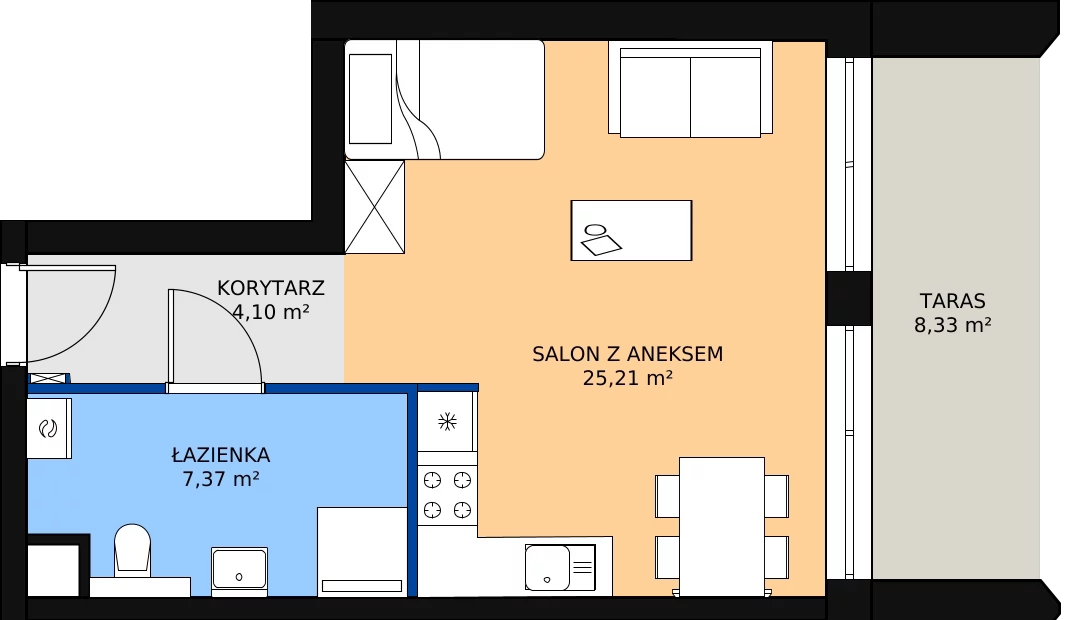 1 pokój, apartament 36,68 m², parter, oferta nr A.1.8N, Apartamenty Remedium, Gdańsk, Aniołki,  ul. Mariana Smoluchowskiego