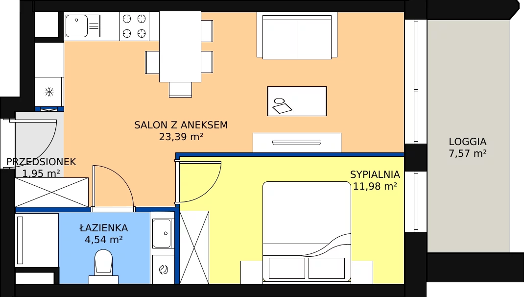 2 pokoje, apartament 41,86 m², parter, oferta nr A.1.1, Apartamenty Remedium, Gdańsk, Aniołki,  ul. Mariana Smoluchowskiego