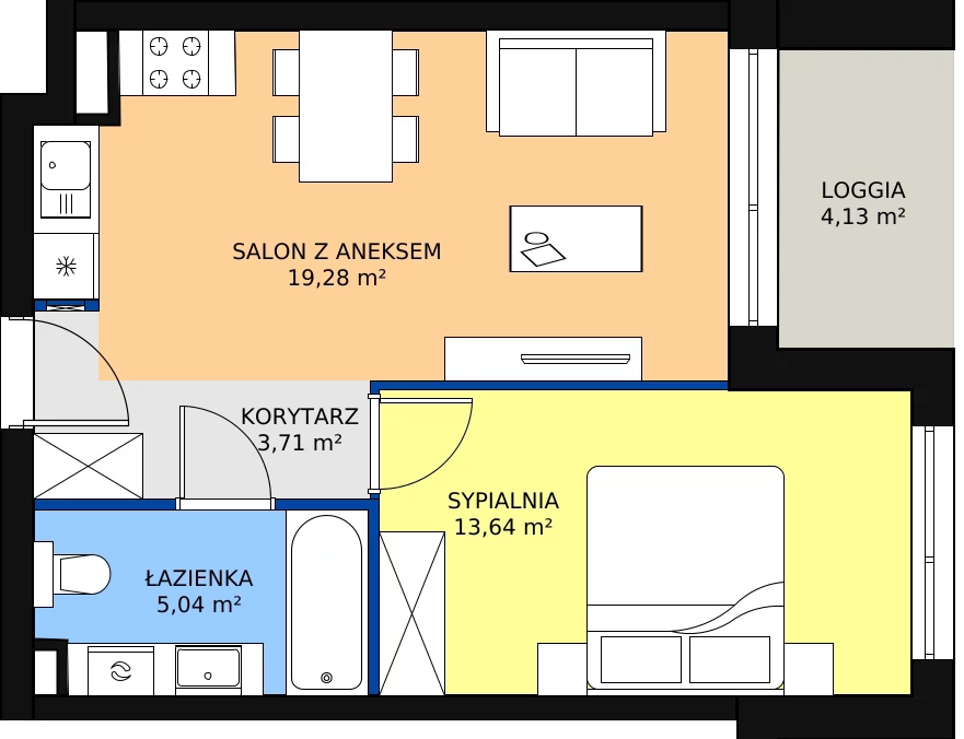 2 pokoje, apartament 41,67 m², piętro 1, oferta nr A.2.10, Apartamenty Remedium, Gdańsk, Aniołki,  ul. Mariana Smoluchowskiego