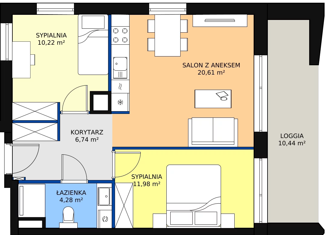 3 pokoje, apartament 53,83 m², piętro 1, oferta nr A.2.14, Apartamenty Remedium, Gdańsk, Aniołki,  ul. Mariana Smoluchowskiego