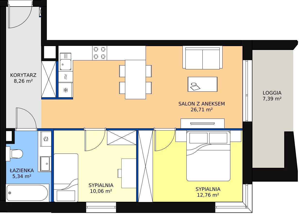 Zalety apartamentu 63.13 m², A.3.6