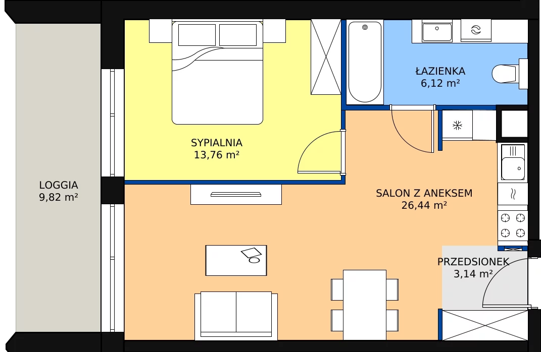 Zalety apartamentu 49.46 m², A.4.3
