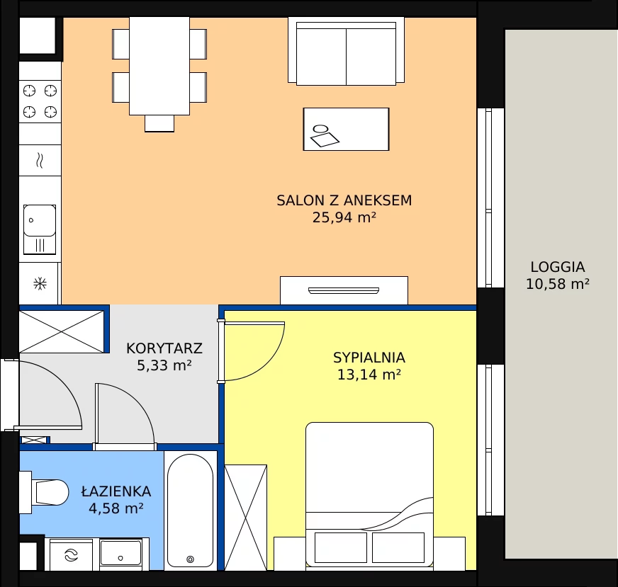 Zalety apartamentu 48.99 m², A.4.9