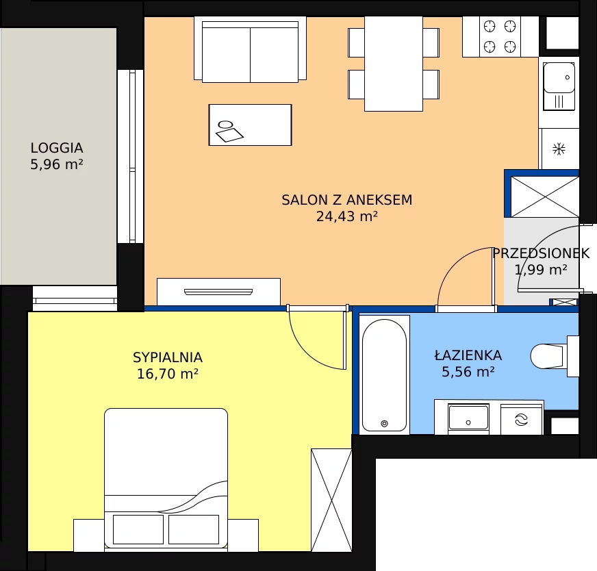 Zalety apartamentu 48.68 m², A.4.19