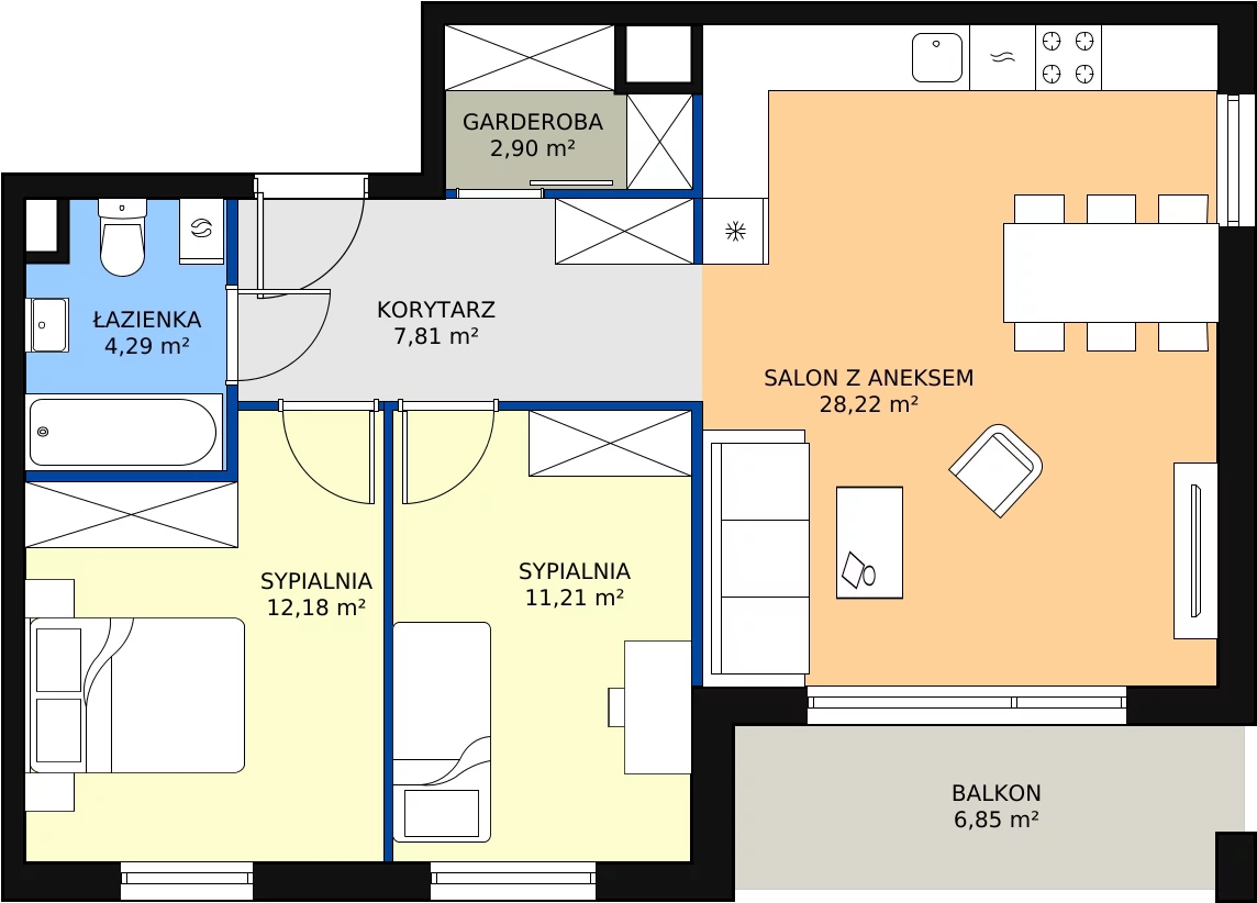 Zalety mieszkania 66.61 m², 4.A.25
