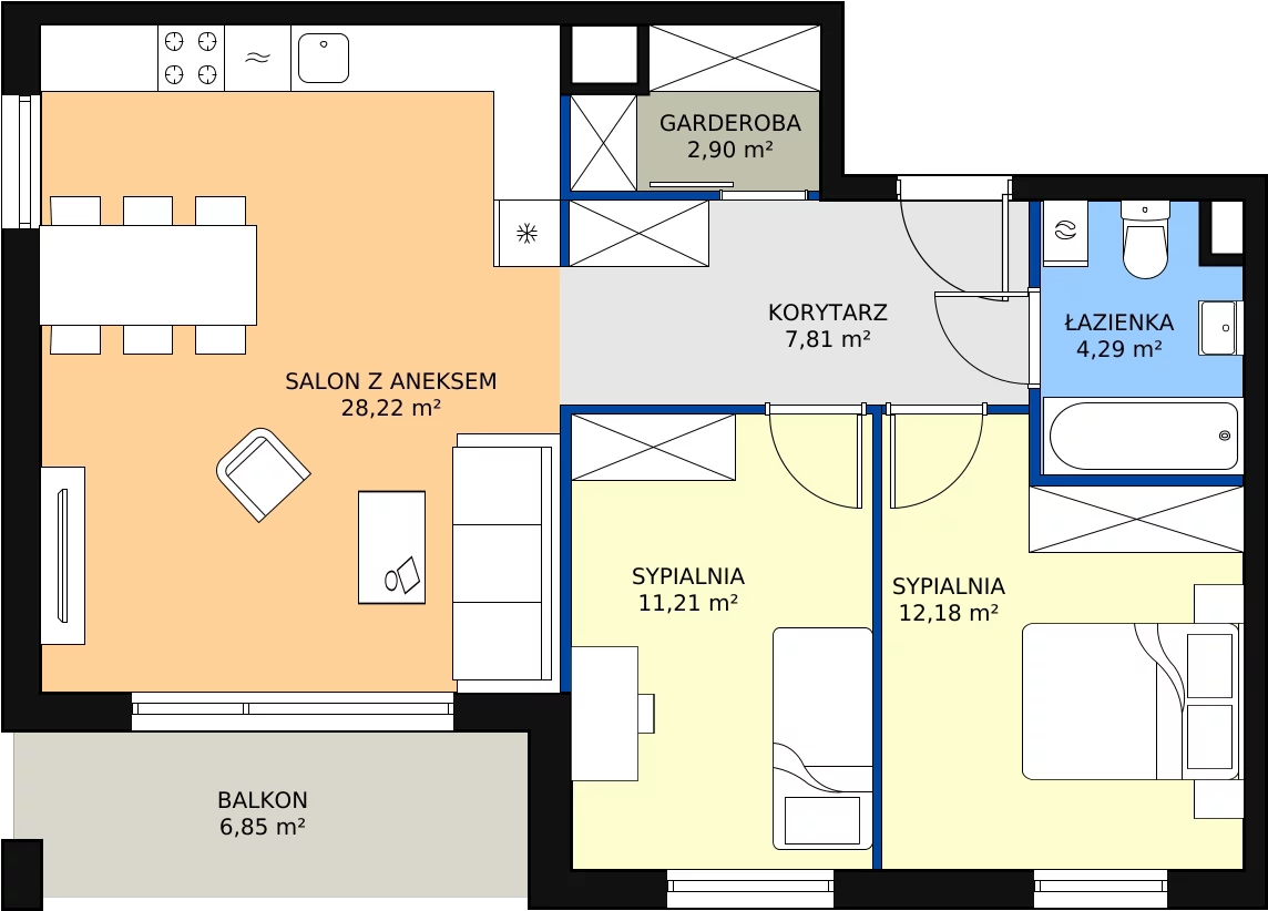 Zalety mieszkania 66.61 m², 4.A.32