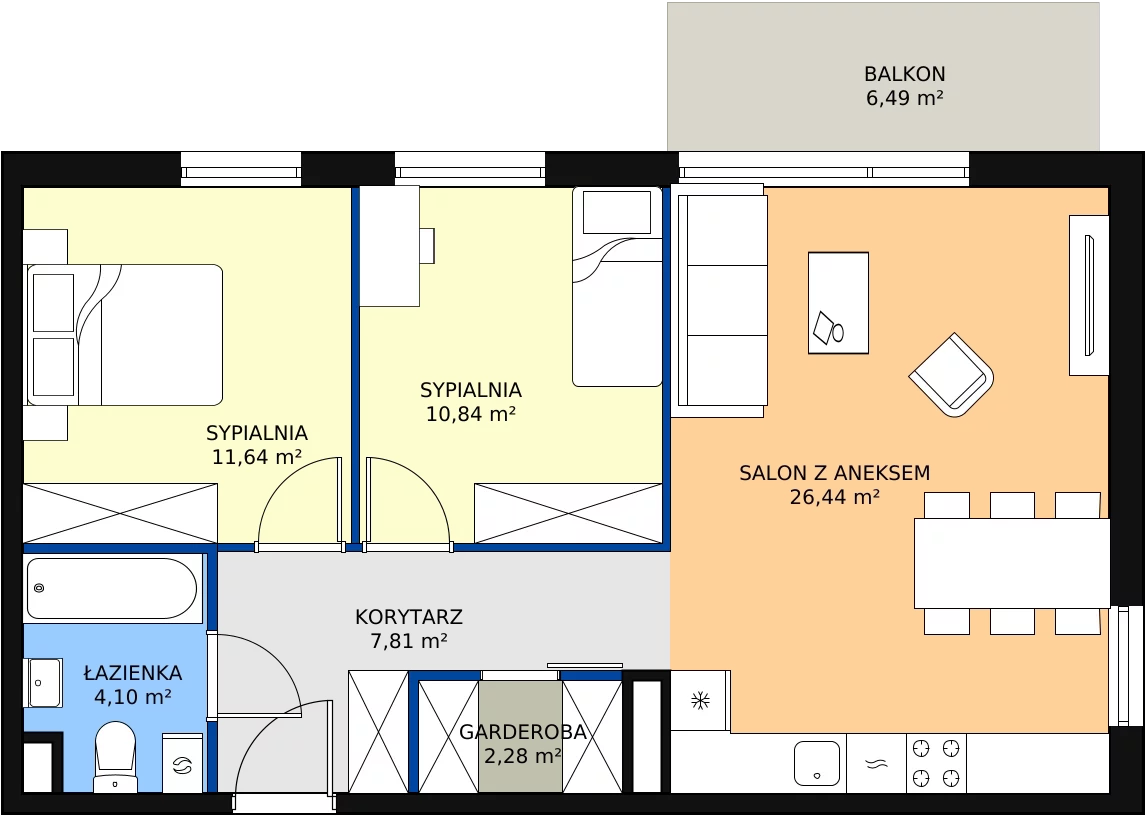 Zalety mieszkania 63.11 m², 4.A.37