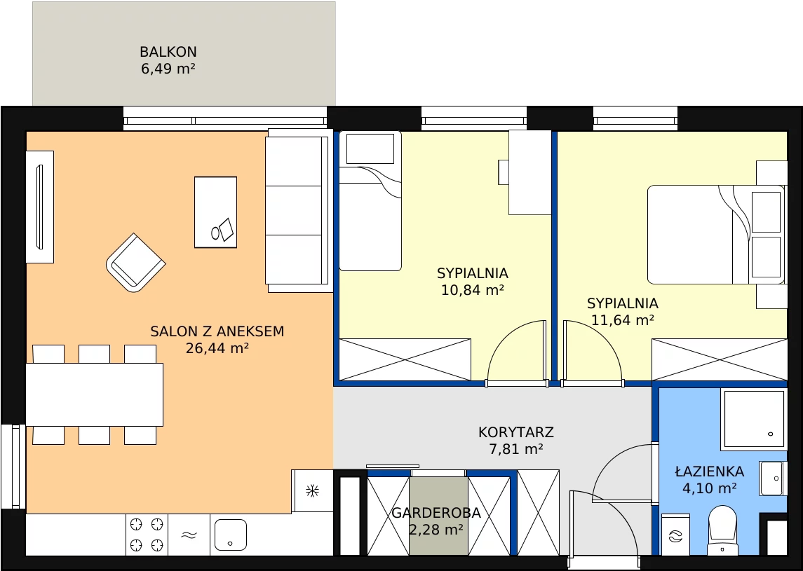 Zalety mieszkania 63.11 m², 4.A.42