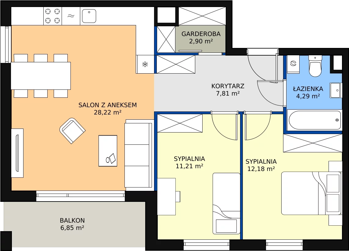 Zalety mieszkania 66.61 m², 4.A.43