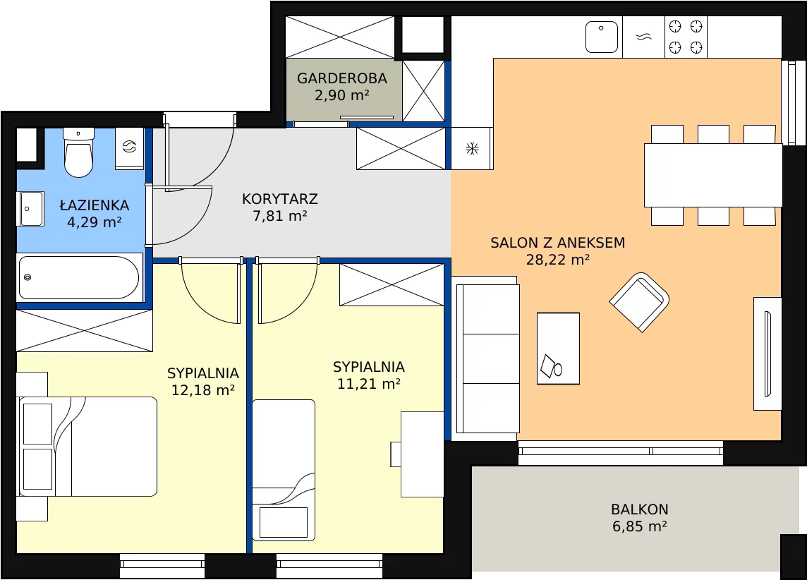 Zalety mieszkania 66.61 m², 4.A.47