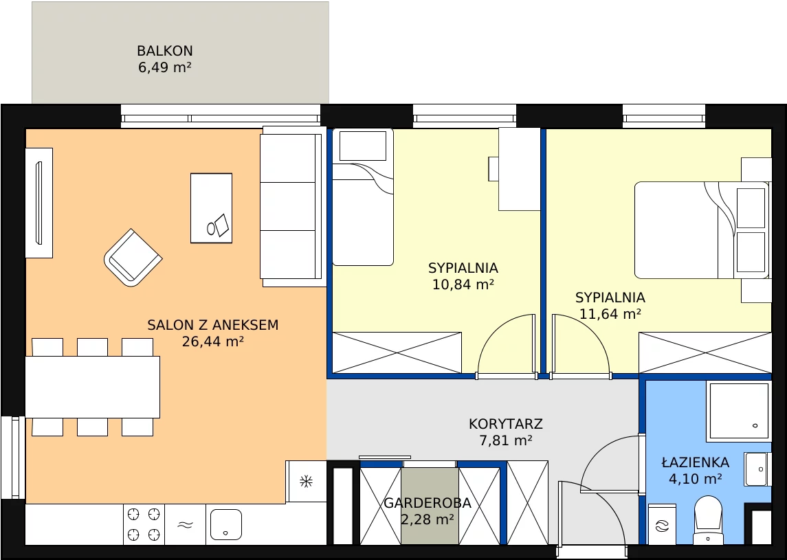 Zalety mieszkania 63.11 m², 4.A.53