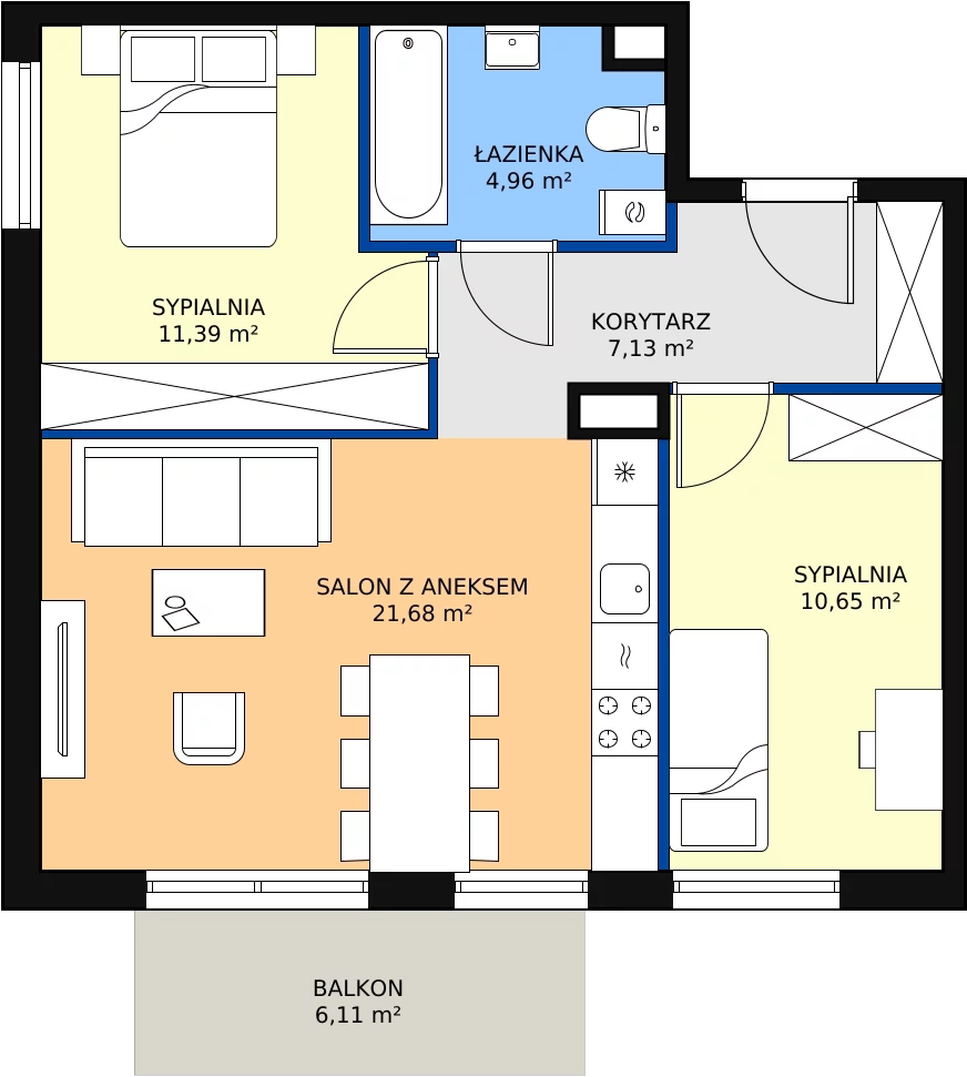 Zalety apartamentu 55.81 m², 5.A.38