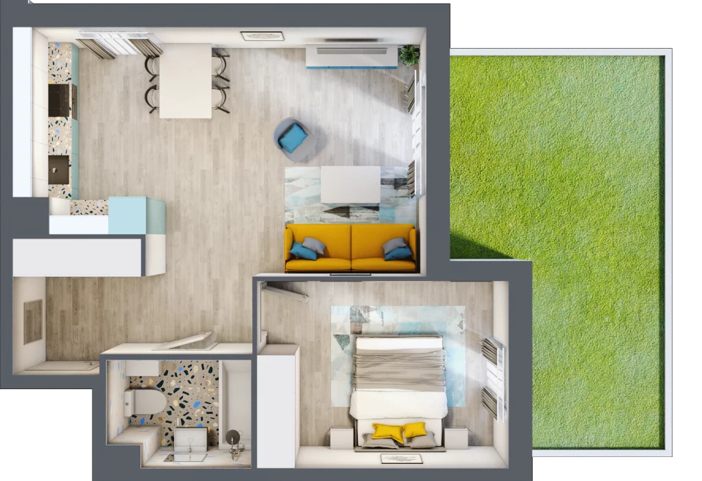 2 pokoje, apartament 47,43 m², parter, oferta nr 4.A.1, Nowe Południe, Gdańsk, Orunia Górna-Gdańsk Południe, Maćkowy, ul. Starogrodzka/ Borkowska