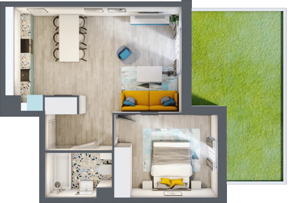 2 pokoje, apartament 45,51 m², parter, oferta nr 4.B.01, Nowe Południe, Gdańsk, Orunia Górna-Gdańsk Południe, Maćkowy, ul. Starogrodzka/ Borkowska