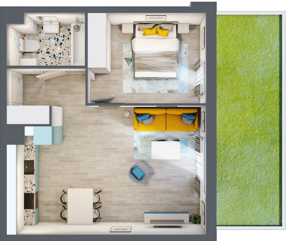 2 pokoje, apartament 44,90 m², parter, oferta nr 4.B.03, Nowe Południe, Gdańsk, Orunia Górna-Gdańsk Południe, Maćkowy, ul. Starogrodzka/ Borkowska