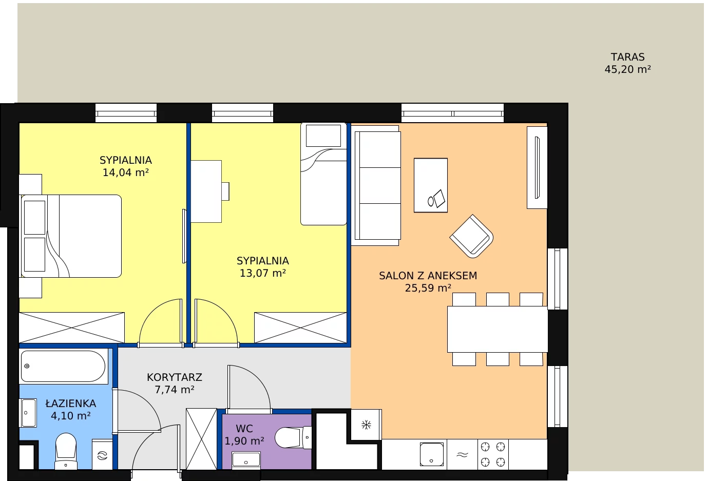 Zalety apartamentu 66.44 m², 4.A.5